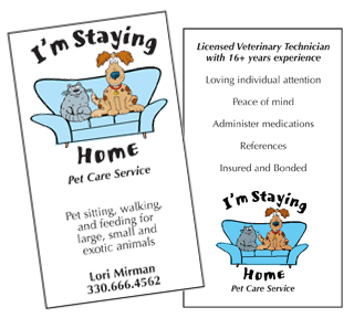 i'm staying home business card and logo created by creative images graphic design