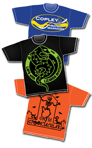 copley water warriors swim team t-shirt designs